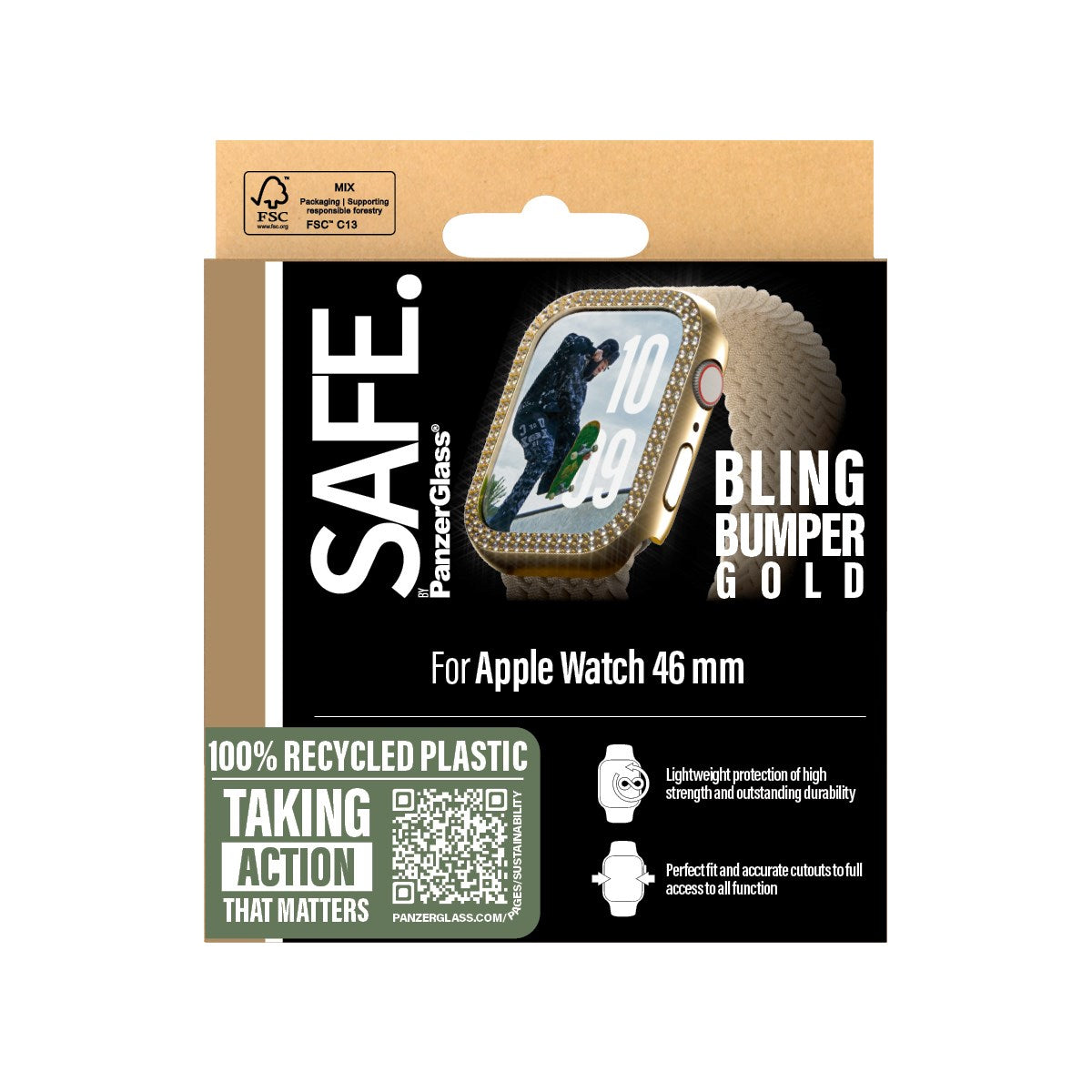 SAFE. by PanzerGlass® Bling Bumper Gold Apple Watch Series 11 | 10 | 46mm